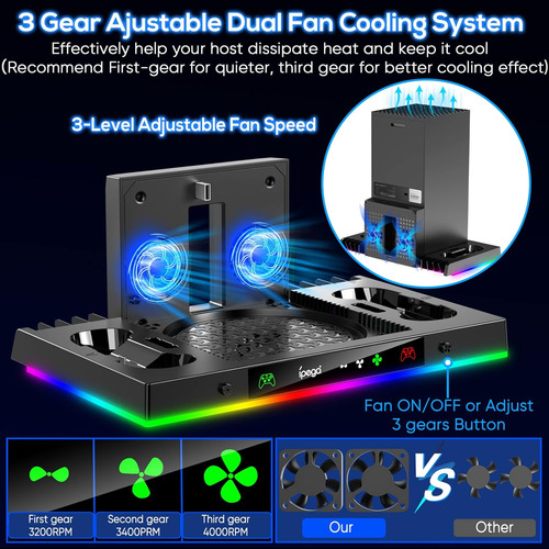 Enfriator Charger Base With Rgb Light For Xbox Series X
