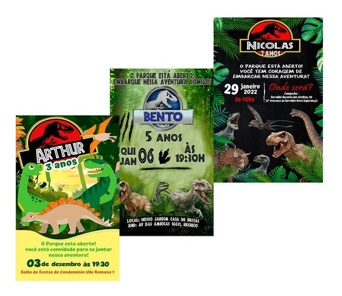 Imagem 2 de 2 de Convite Dinossauro Jurassic Park Digital Para Whatsapp