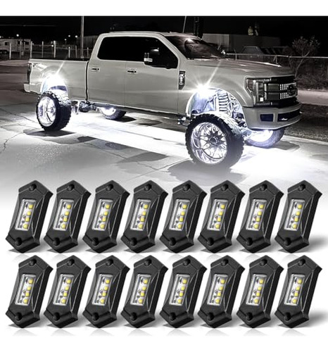 Ledkito R3 White Led Rock Lights 16pcs For Trucks Je-ep Off