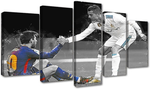 5 Cuadros Decorativos Cristiano Y Messi Diseño Fotografías  