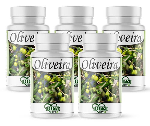  Kit 5 Potes Oliveira 100% Pura Com 300 Cápsulas 500mg 