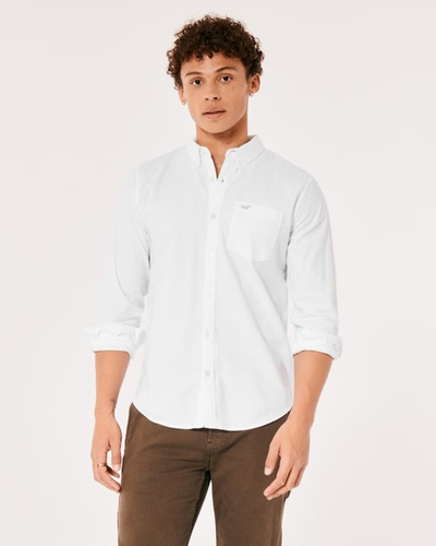 Camisa Hollister Icon Stretch Oxford Shirt 100% Original