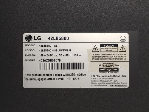 Placa Da Fonte Tv Lg 42lb5600 Eax65693202(1.0) (Usado)