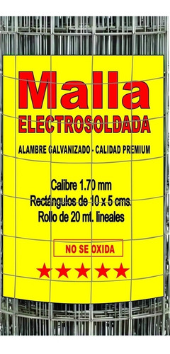 Imagen 2 de 7 de Malla Electrosoldada Galvanizada Calidad Premium 1mtx 20mt