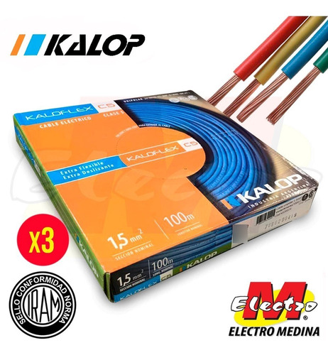 Cable Unipolar Kalop 1.5mm Cat 5 X 3u Iram Electro Medina