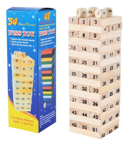 Tipo C, 54 Piezas De Colores Apiladas En Altura, Madera Colo