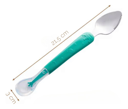 Cuchara Bebé Silicona Para Alimentos De Doble Cabeza Chufi Celeste