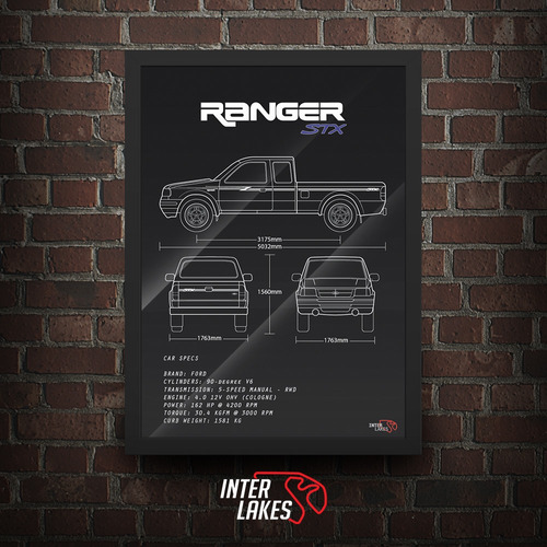 Quadro Ford Ranger Stx - Poster Carro Interlakes
