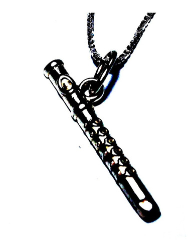 Cadena Y Dije Instrumentos Musicales Flauta En Plata Ley.925