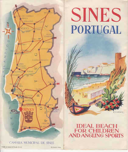 1960's Turismo Portugal Playa Sines Oceano Atlantico Vintage (Usado)