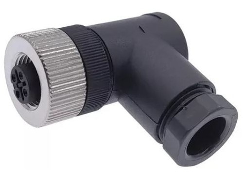 Conector M12 Codo Hembra 4 Polos