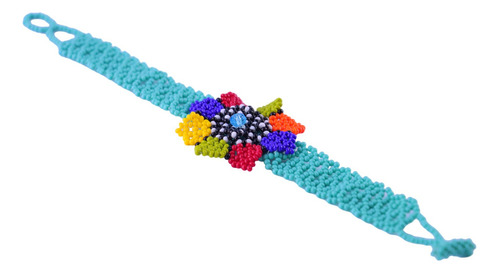 Pulsera Artesanal Diseño De Flor Mostacillas Mujer Color 10 Diámetro 5 Cm Largo 17 Cm