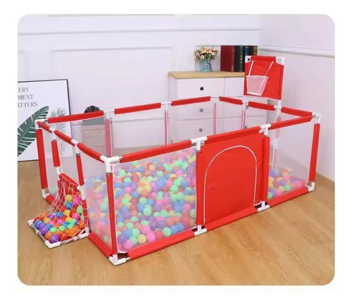 Corral Seguridad Bebes Con Aro De Básquet 180cm Color Rojo