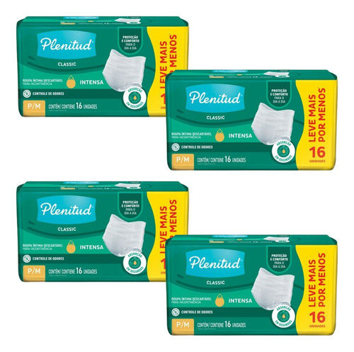 Kit 4 Pacotes Plenitud Classic Pants Intensa Pm C16 Ggx C16