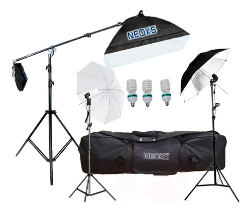 Kit Softbox 4 Soquetes + 3 Ampolletas Y Jirafa