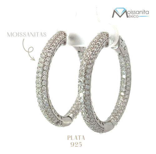 Aretes Tipo Arracadas De Plata 925 Con Moissanitas