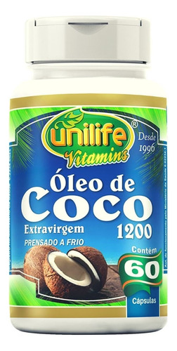 Óleo De Coco Extra Virgem 60 Cápsulas 1200mg