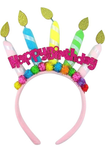 Diadema Con Diseño Bandera Feliz Cumpleaños Con Velas