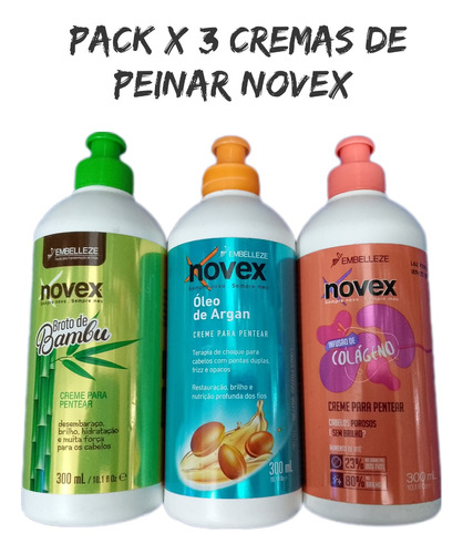 Pack X 3 Crema De Peinar Novex - g a $100