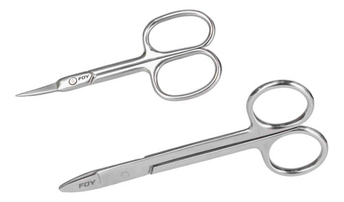 Kit De 2 Tijeras Para Uñas Y Cutícula Acero Inoxidable Foy®