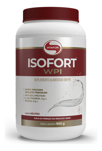 Kit 2 Isofort Vitafor Whey Protein 900g Neutro