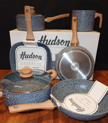 Batería Hudson Granito Stone Inducción Antiadherente  8p 4mm