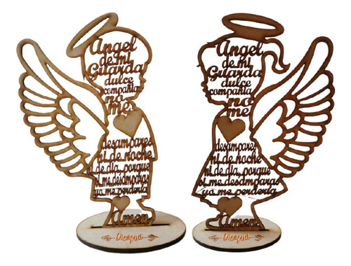 Centro De Mesa Angel De Mi Guarda Mdf3mm 20cm C/grabado 30pz