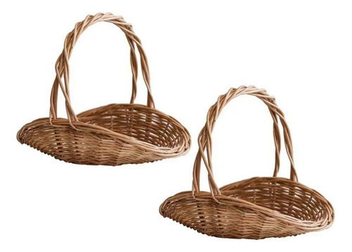 H 2pcs Cesta De Mimbre Tejida De Ratán Con Asa Para Picnic