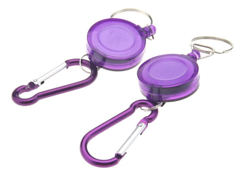 Micro Traders 2 X Purple Retractable Key Chain Badge Reel Ca