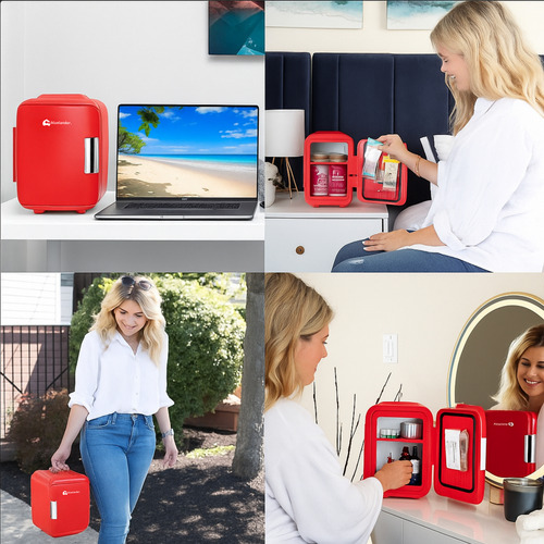 Mini Refrigerador Frigobar 4l 6 Latas Casa Auto Oficina Rojo