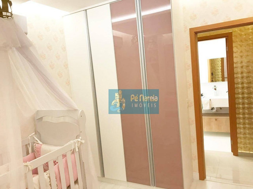 Imagem 14 de 25 de Apartamento Com 3 Dormitórios, 1 Suíte, Sacada Gourmet, Lazer Completo, 2 Vagas, À Venda, 126 M² Por R$ 900.000 - Canto Do Forte - Praia Grande/sp - Ap0143