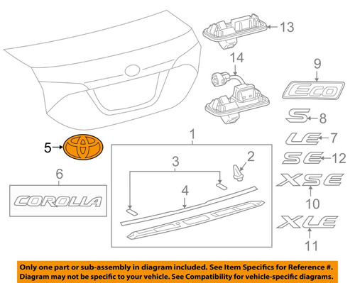 Emblema Maletera Toyota Corolla 2015 2016 Importado A 20 Dia