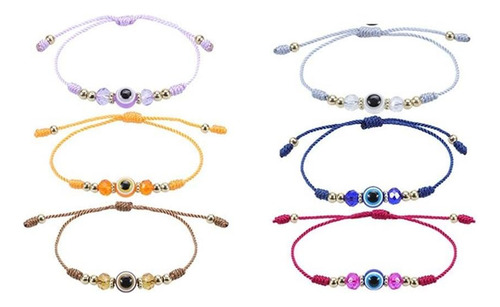 Soyzvteo 6 Pulseras De Mal De Ojo Ajustables Con Abalorio De