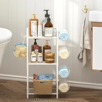Comprar Repisas De Baño Con Toallero Y Ganchos, 3 Niveles, Blanco