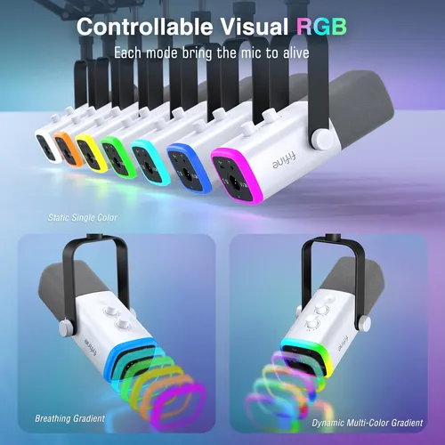 Micrófono Para Juegos Fifine Am8t Usb/xlr Dynamic Con Rgb Wh