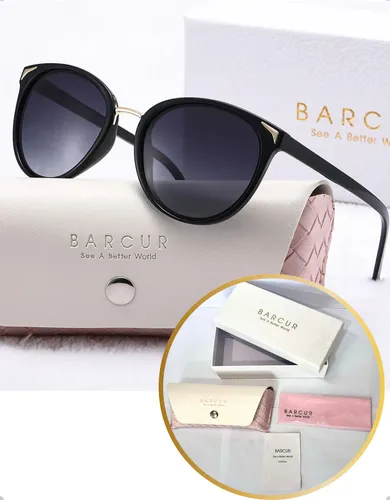 Oculos De Sol Feminino Barcur Polarizado Uv400 Original Nfe Premium Preto/ Lentes Degradê