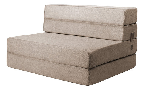 Sofá Cama Matrimonial Plegable, Colchoneta Con Soporte Firmé Color Beige