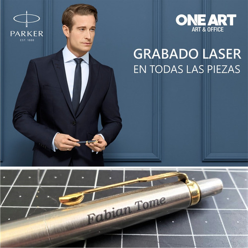 Boligrafo Parker Jotter Acero Clip Dorado + Grabado Incluido