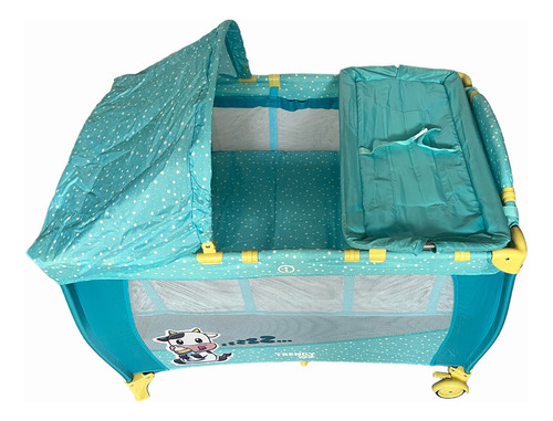 Cuna Corral Vaquita Plegable Con Cambiador Trendy Kids Azul Azul Vaquita