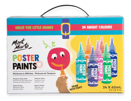 Set 24 Temperas Grandes 60 Ml Mont Marte Con Aplicador Color