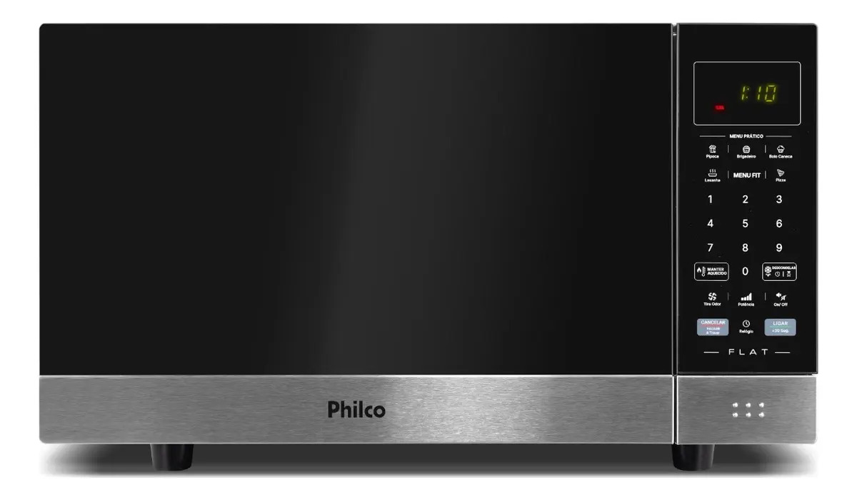 Micro-Ondas PMO30F Flat 28L Preto Espelhado Philco 220V