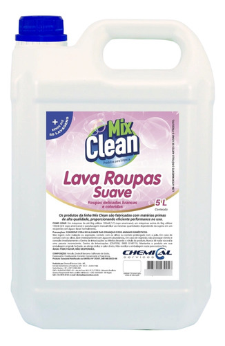 Lava Roupas Suave Líquido 5 Litros Concentrado