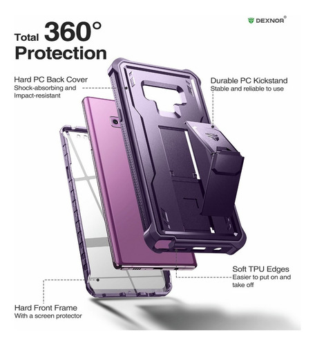 Dexnor Funda Para Samsung Galaxy Note 9 With Mica Bracket