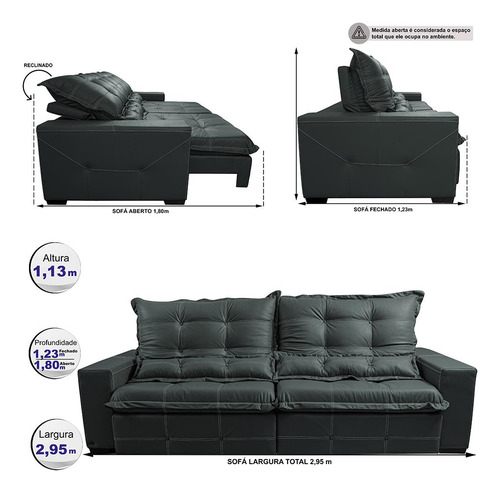Cama inBox Toro Sofá Cinza Liso