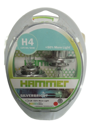 Bombillo H4 Hammer Silverbright 12v 60/55w +50% Más Luz 