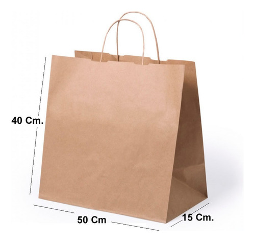 25 Bolsa De Papel Kraft Con Asa O Manilla. 50x40x15. Lisas