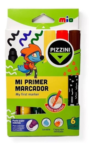 Marcadores Pizzini Mi Primer Marcador X6 Colores 