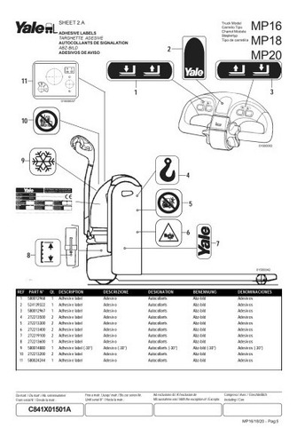 Manual Pecas Empilhadeira Yale Mp16 18 20 Serie C841 Pg38