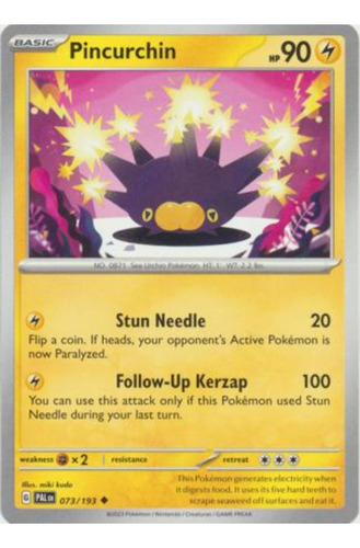 Tarjeta Pokemon Pincurchin 073/193 U Ingles Paldea Evolved