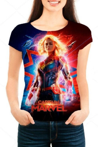 Camisa Camiseta Babylook Feminina Capitã Marvel Mod 03 Prom
